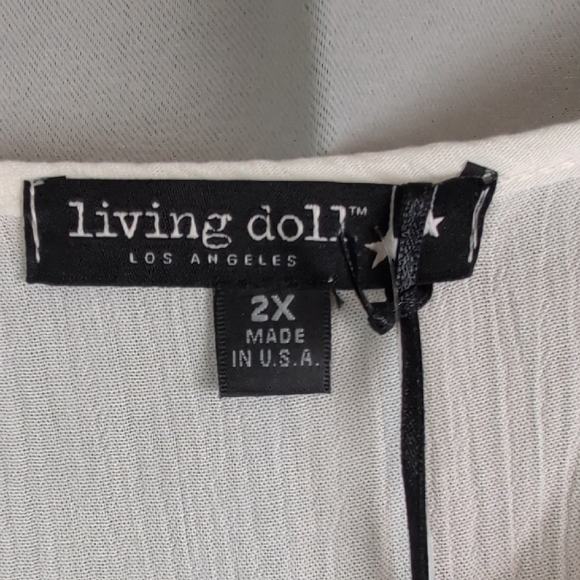Living Doll White Flutter Sleeve Embellished Blouse - Picture 4 of 6